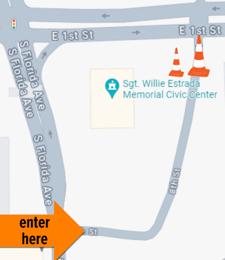 Map of the Civic Center parking lot for Loaves and Fishes Food Distribution